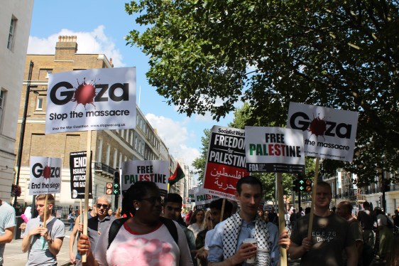 The scene outside Portland Place at 1pm