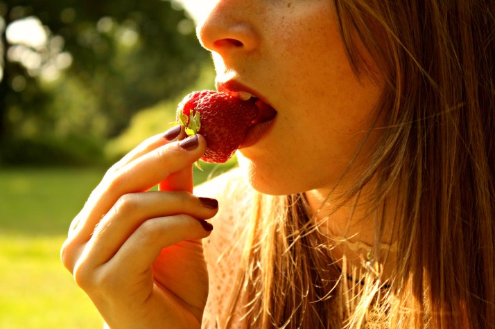 Eating strawberries